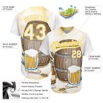 Custom 3D Pattern Baseball Jersey for International Beer Day - Personalized White Yellow with Name and Number Personalized