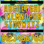 Custom Name and Number 3D Pattern Abstract Doodle Performance T-Shirt - Personalized White Yellow Black Design Personalized