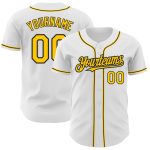 Custom Name and Number Authentic Baseball Jersey - Personalized White Yellow Black Team Jersey Personalized White Yellow-Black