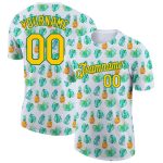 Hawaii Tropical Palm Leaves Pineapple Personalized Performance T-Shirt with Custom Name and Number - 3D Pattern Design Personalized