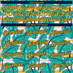 Custom Hawaii Palm Leaves Performance T-Shirt with Personalized Name & Number in White Yellow-Navy 3D Pattern Design Personalized