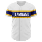 Custom Name and Number Authentic Baseball Jersey - Personalized White and Yellow-Royal Team Apparel Personalized White Yellow-Royal