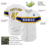 Custom Name and Number Authentic Baseball Jersey - Personalized White and Yellow-Royal Team Apparel Personalized White Yellow-Royal