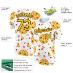 Custom Team Name Number Pizza Performance T-Shirt with Yellow-Black 3D Pattern Design for Food Lovers Personalized With Yellow-Black