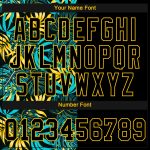 Custom Name Number Black Gold Tropical Palm Leaves 3D V-Neck Cropped Baseball Jersey for Women Personalized Women's Black