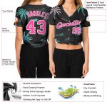 Custom Name Number Womens 3D V-Neck Cropped Baseball Jersey Black Pink-White Hawaii Palm Trees Personalized Women's Black