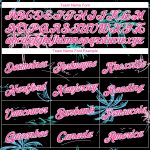 Custom Name Number Womens 3D V-Neck Cropped Baseball Jersey Black Pink-White Hawaii Palm Trees Personalized Women's Black