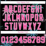 Custom Name Number Womens 3D V-Neck Cropped Baseball Jersey Black Pink-White Hawaii Palm Trees Personalized Women's Black