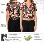 Custom Name and Number Womens Camo Salute to Service Black-Cream V-Neck Cropped Baseball Jersey Personalized Women's Camo