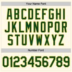 Custom Name and Number Personalized Womens Cropped Baseball Jersey in Cream Green-Gold V-Neck Design Personalized Women's