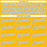 Personalized Womens Gold Baseball Jersey with Custom Name & Number, Light Blue-White V-Neck Cropped Design Personalized Women's