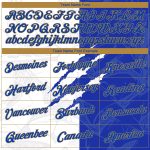 Custom Name and Number Womens Graffiti Pattern V-Neck Cropped Baseball Jersey in Royal Gold Scratch Design Personalized Women's