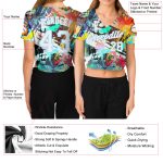 Custom Name and Number Womens Graffiti Pattern V-Neck Cropped Baseball Jersey - Abstract White-Light Blue Design Personalized