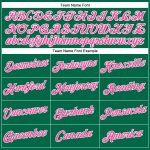 Custom Name Number V-Neck Baseball Jersey for Women - Kelly Green with Pink-White Trim, Personalized Cropped Style Personalized