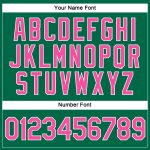 Custom Name Number V-Neck Baseball Jersey for Women - Kelly Green with Pink-White Trim, Personalized Cropped Style Personalized