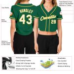 Custom Name Number Womens Kelly Green White Gold V-Neck Cropped Baseball Jersey Personalized Women's Kelly Green White-Gold