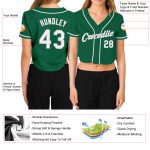 Custom Name Number Womens Kelly Green White Gray V-Neck Cropped Baseball Jersey Personalized Women's Kelly Green White-Gray
