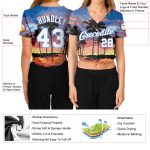 Custom Name and Number Womens Light Blue Hawaii Palm Trees 3D V-Neck Cropped Baseball Jersey Personalized Women's Light Blue