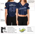 Personalized Womens Custom Name Number Baseball Jersey - Navy Blue V-Neck Cropped Personalized Women's Navy Navy-White V-Neck