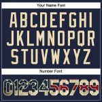 Custom Name and Number Womens Vintage USA Flag V-Neck Cropped Baseball Jersey - Navy Cream Personalized Women's Navy Vintage