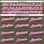 Custom Name Number Womens V-Neck Cropped Baseball Jersey - Personalized Olive Pink-White Salute To Service Design Personalized