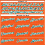 Custom Name and Number Womens Orange Aqua-White V-Neck Cropped Baseball Jersey Personalized Women's Orange Aqua-White V-Neck