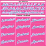 Custom Name Number Womens V-Neck Cropped Baseball Jersey Pink Light Blue White Personalized Women's Pink Light Blue-White