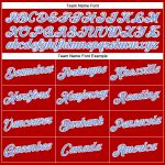 Custom Name Number Womens V-Neck Cropped Baseball Jersey Red Light Blue-White Personalized Team Apparel Personalized Women's