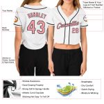 Custom Name Number Womens Pink Black V-Neck Cropped Baseball Jersey - Personalized White Medium Team Apparel Personalized