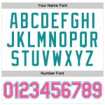 Custom Name Number Personalized Womens Cropped Baseball Jersey in White Pink Aqua V-Neck Personalized Women's White Pink-Aqua