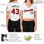 Personalized Womens Red Black V-Neck Cropped Baseball Jersey - Stylish Custom Sportswear Personalized Women's White Red-Black