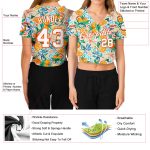 Custom Name and Number Personalized Womens 3D V-Neck Cropped Baseball Jersey - White Orange Fruit Design Personalized Women's