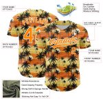 Personalized Baseball Jersey with Tropical Hawaii Palm Trees Design, Custom Name and Number, Yellow Bay Orange-White 3D Pattern