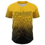 Custom Name Number Baseball Jersey - Personalized 3D Black Yellow Gradient Irregular Design Team Apparel Personalized Yellow