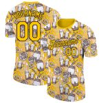 Custom Oktoberfest Beer Festival T-Shirt with Personalized 3D Yellow Black Pattern, Team Name & Number - Performance Shirt
