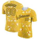 Personalized Summer Holiday Fruit T-Shirt with Custom Name and Number - Yellow Black 3D Pattern Design Team Wear Personalized