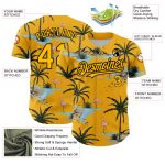 Custom Tropical Hawaii Palm Trees Baseball Jersey with Personalized Name and Number, 3D Yellow Black Pattern Design Personalized
