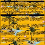 Custom Tropical Hawaii Palm Trees Baseball Jersey with Personalized Name and Number, 3D Yellow Black Pattern Design Personalized