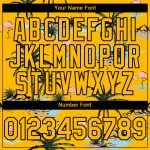 Custom Tropical Hawaii Palm Trees Baseball Jersey with Personalized Name and Number, 3D Yellow Black Pattern Design Personalized