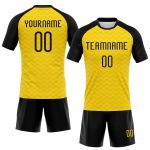 Custom Name and Number Volleyball Uniform Jersey - Personalized Yellow Black Geometric Sublimation Team Gear Personalized