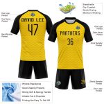 Custom Name and Number Volleyball Uniform Jersey - Personalized Yellow Black Geometric Sublimation Team Gear Personalized