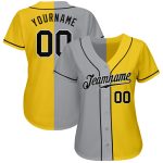 Custom Name and Number Authentic Split Fashion Baseball Jersey - Personalized Yellow Black Gray-White Personalized Yellow