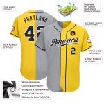 Custom Name and Number Authentic Split Fashion Baseball Jersey - Personalized Yellow Black Gray-White Personalized Yellow