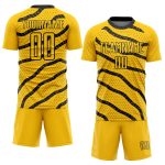 Custom Name Number Sublimation Soccer Jersey for Teams - Personalized Yellow Black Lines and Dots Design Personalized Yellow