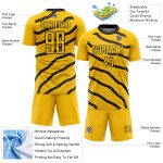 Custom Name Number Sublimation Soccer Jersey for Teams - Personalized Yellow Black Lines and Dots Design Personalized Yellow