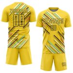 Custom Name Number Soccer Jersey - Personalized Yellow Black Lines Sublimation Team Uniform Personalized Yellow Black Lines