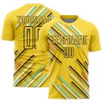 Custom Name Number Soccer Jersey - Personalized Yellow Black Lines Sublimation Team Uniform Personalized Yellow Black Lines