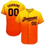 Custom Name Number Authentic Fade Fashion Baseball Jersey - Personalized Yellow Black Orange Team Personalized Yellow Black-Orange
