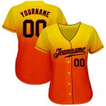 Custom Name Number Authentic Fade Fashion Baseball Jersey - Personalized Yellow Black Orange Team Personalized Yellow Black-Orange