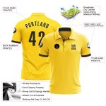 Custom Name and Number Yellow Black Performance Golf Polo Shirt - Personalized Team Apparel Personalized Yellow Black Performance